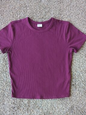Athleta Signature Rib Tee - Plum S